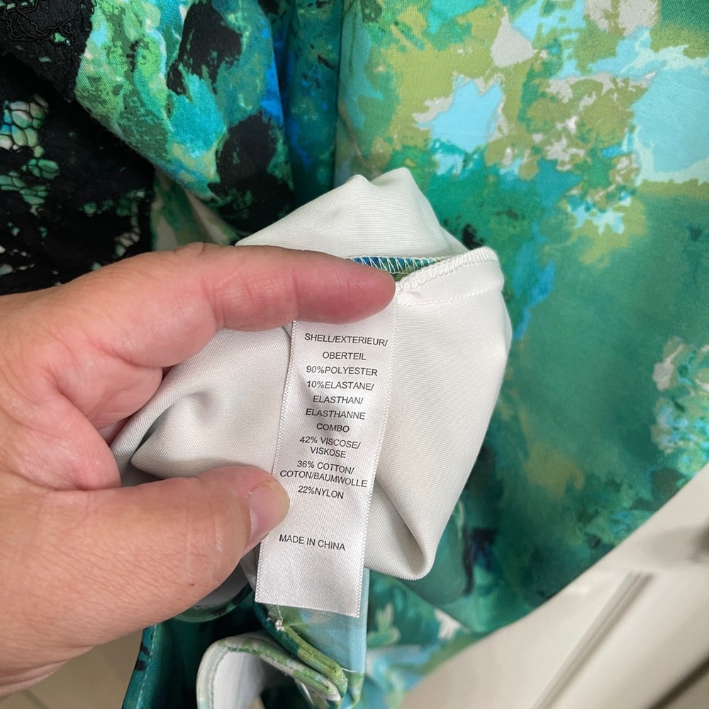 Women’s Adrianna Papell Teal and Black Lace Midi Dress Size Large - Picture 4 of 6